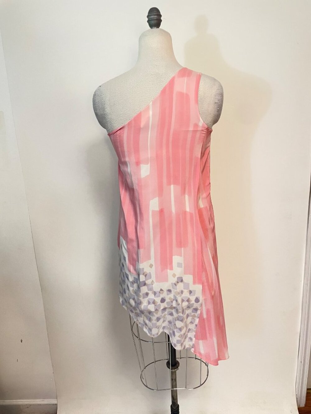 Anthropologie Maeve Avalonne Pink Silk One Shoulder Dress 0 Petite - Picture 4 of 6